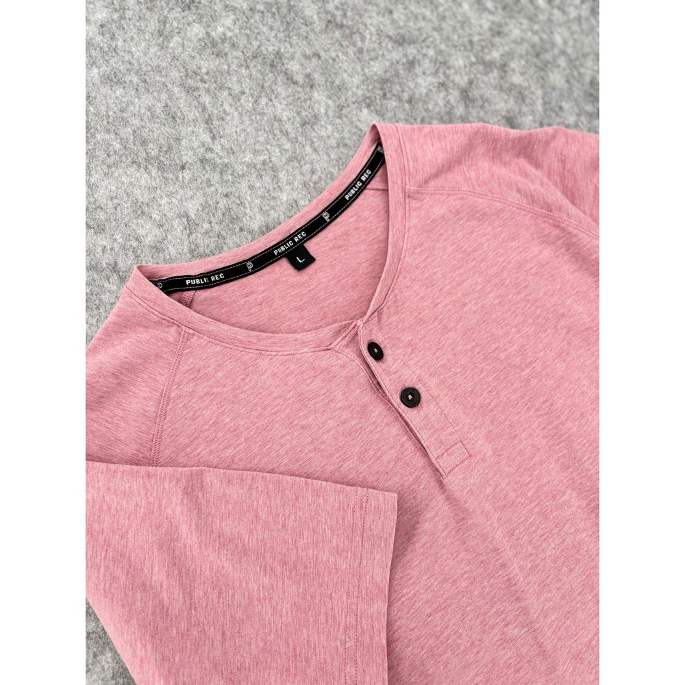 Public Rec Go-To Henley SS Shirt Mens Large Pink Mauve Pima Cotton Blend